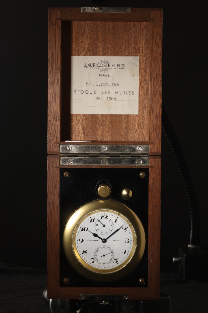 Marine chronographer on display at the Auricoste museum