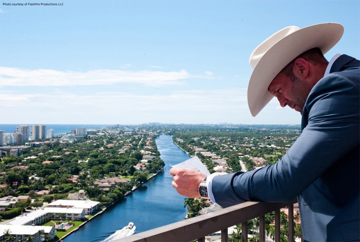 Jason Statham wearing a Richard Mille RM 011 Flyback Chronograph in “Parker”