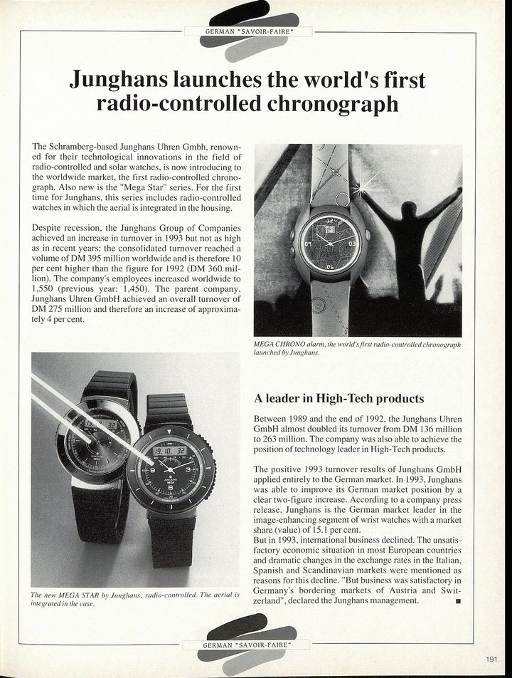 As well as quartz and mechanical, Junghans invested early on in radio-controlled technology, as told in this 1994 article in Europa Star.