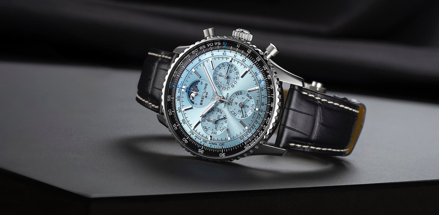 Breitling's new ice-blue Navitimer B19 perpetual calendar chronograph