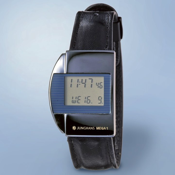 The Mega-1 was the first radio-controlled wristwatch, launched in 1990. A solar-powered version followed in 1993.