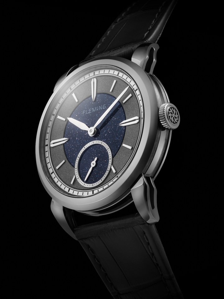 Tantulum, an edition of 25, showcases the beauty of depth with a dark blue aventurine centre and subdial framed by frosted platinum.