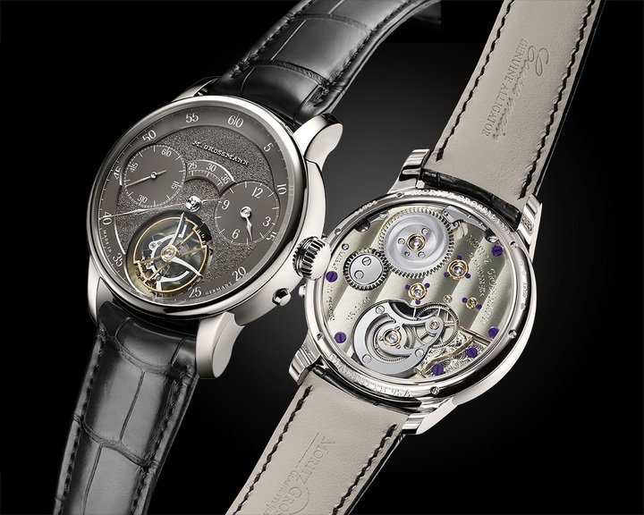 The Tourbillon Tremblage's dial is is engraved by hand using a variety of burins: the tools are moved across the metal in a trembling motion, which is also where the name comes from. The challenge is to achieve an even look, creating an effect which is both rough and matt.