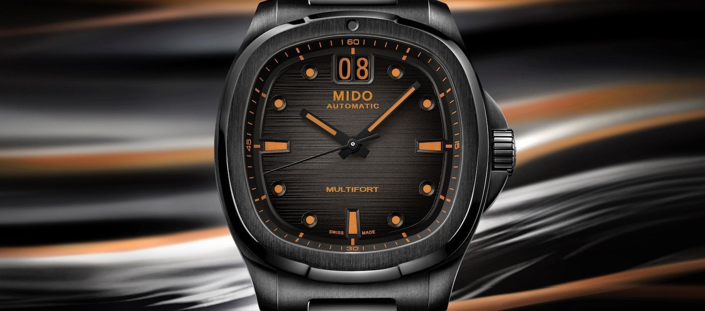 Mido Multifort TV Big Date in signature colour palette