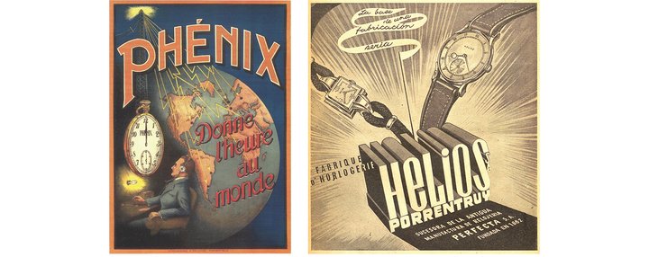 Helios advertisement published in Revista Relojeria/Europa Star in 1945