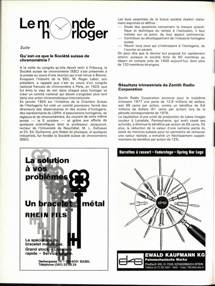 Article on the SSC published in Europa Star in 1978