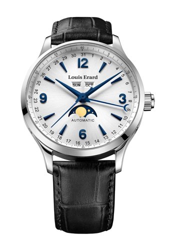 Louis Erard Watch Heritage Collection Moon Phase Grey Dial and Strap  14910AA03 