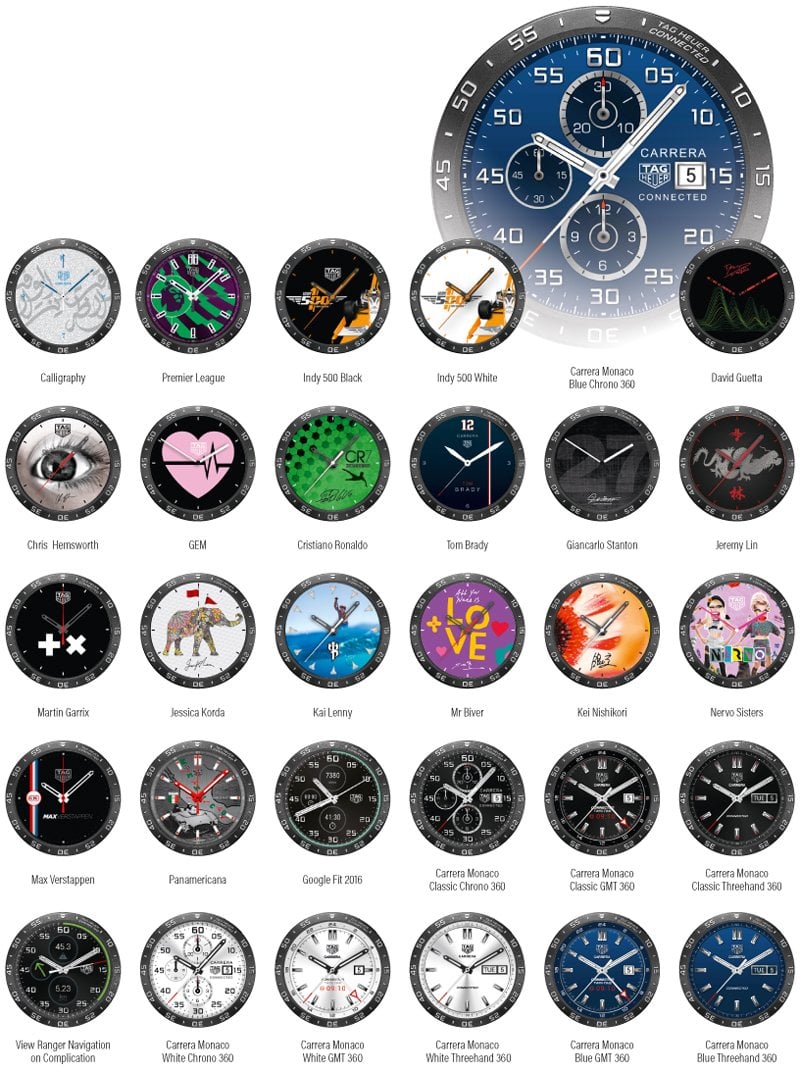 All the official dials of the TAG Heuer connected