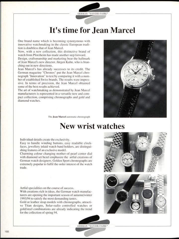 Europa Star published this presentation of Jean Marcel in 1993. The company recently appointed Marcel Kuhn as the new generation at the head of the firm