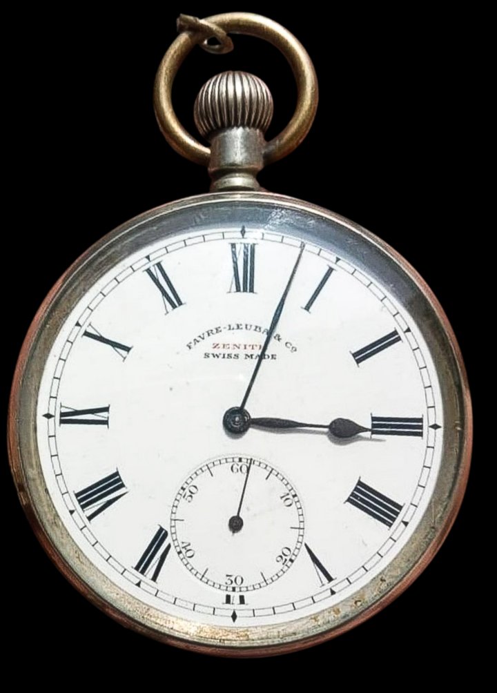 Double-signed Zenith Favre-Leuba pocket watch with Nizam's Guaranteed State Railway (N.G.S.R.) etched on the case-back