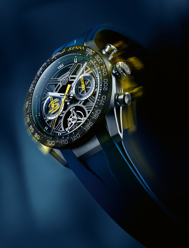 The skeleton dial, reworked with multiple finishes and incorporating a checkered flag motif, represents Senna's victorious spirit. The case, crafted from grade-2 titanium, contains sharp, dynamic lugs with vertical brushing and sandblasted rims, creating a three-dimensional architectural profile that speaks to the sophistication and elegance of high-end watchmaking.