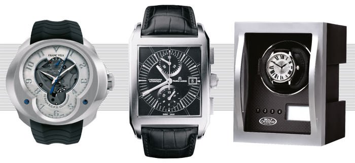 10-DAY CHRONOMETER by Franc Vila, PONTOS RECTANGULAIRE CHRONOGRAPHE by Maurice Lacroix, ROTATOR by Wolf Designs