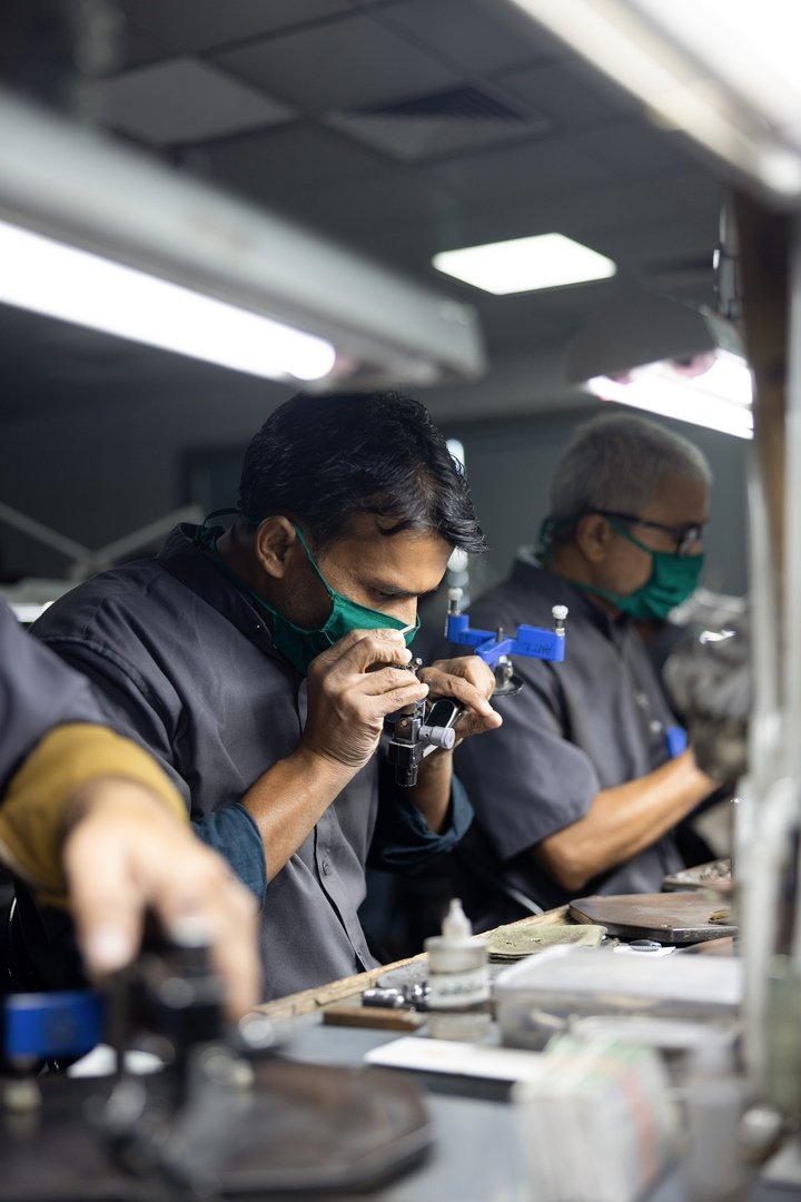 : Diamond cutting and polishing in Gujarat, India, where 90% of world's diamonds go through.