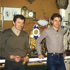 A young François-Paul Journe with his uncle, a renowned watch restorer.