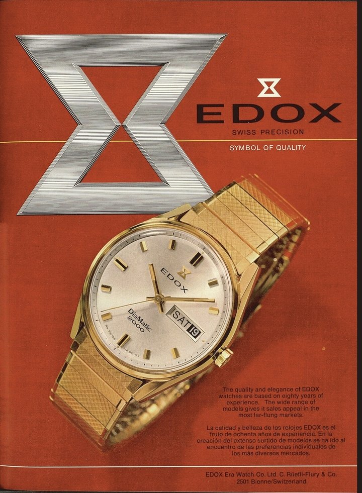 An Edox advertisement in a 1966 issue of Europa Star.